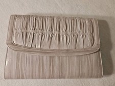EUC Genuine EEL Skin Tan  Taupe Clutch Purse Bag 9" W x 6.5" H w/Snap Closure