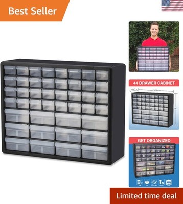 Compact 44-Drawer Storage Cabinet in Black - Ideal for Crafts, Tools & Classroom