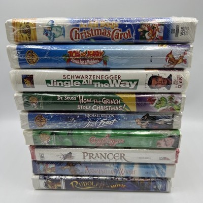 Christmas VHS Lot 9 Holiday Movies Sealed Rudolph Grinch