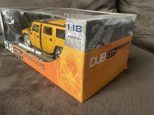 Vintage Jada Toys Dub City Big Ballers Hummer H2 Yellow Chrome Spinners NIB 1:18 - Picture 3 of 8