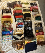 Vintage  Modern Scarves Lot 55 Size  Shape Variety Crafts Silk Crepe Poly