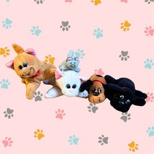 Vintage Pound Puppies Plush Toy Lot, Set of 5, Tonka, Cats and Dogs