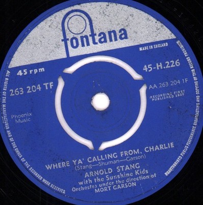 Arnold Stang Mit Dem Sunshine Kids Orchester Wo Rufst Du An Charlie 7''