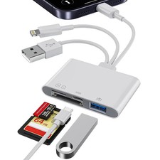 4-in-1 SD Card Reader for iPhone iPad Mac USB-C Lightning USB-A Adapter