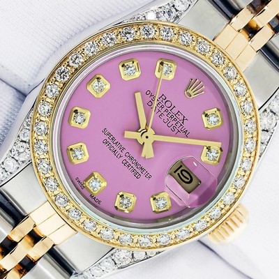 LADIES ROLEX DATE PINK DIAMOND DIAL 18K WATCH LADIES ROLEX DATE 6917 PINK DIAMOND DIAL 18K WHITE GOLD  main image 2