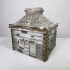 Vtg Westmoreland Speciality Company Milk Glass Log Cabin Mustard Jar Coin Bank