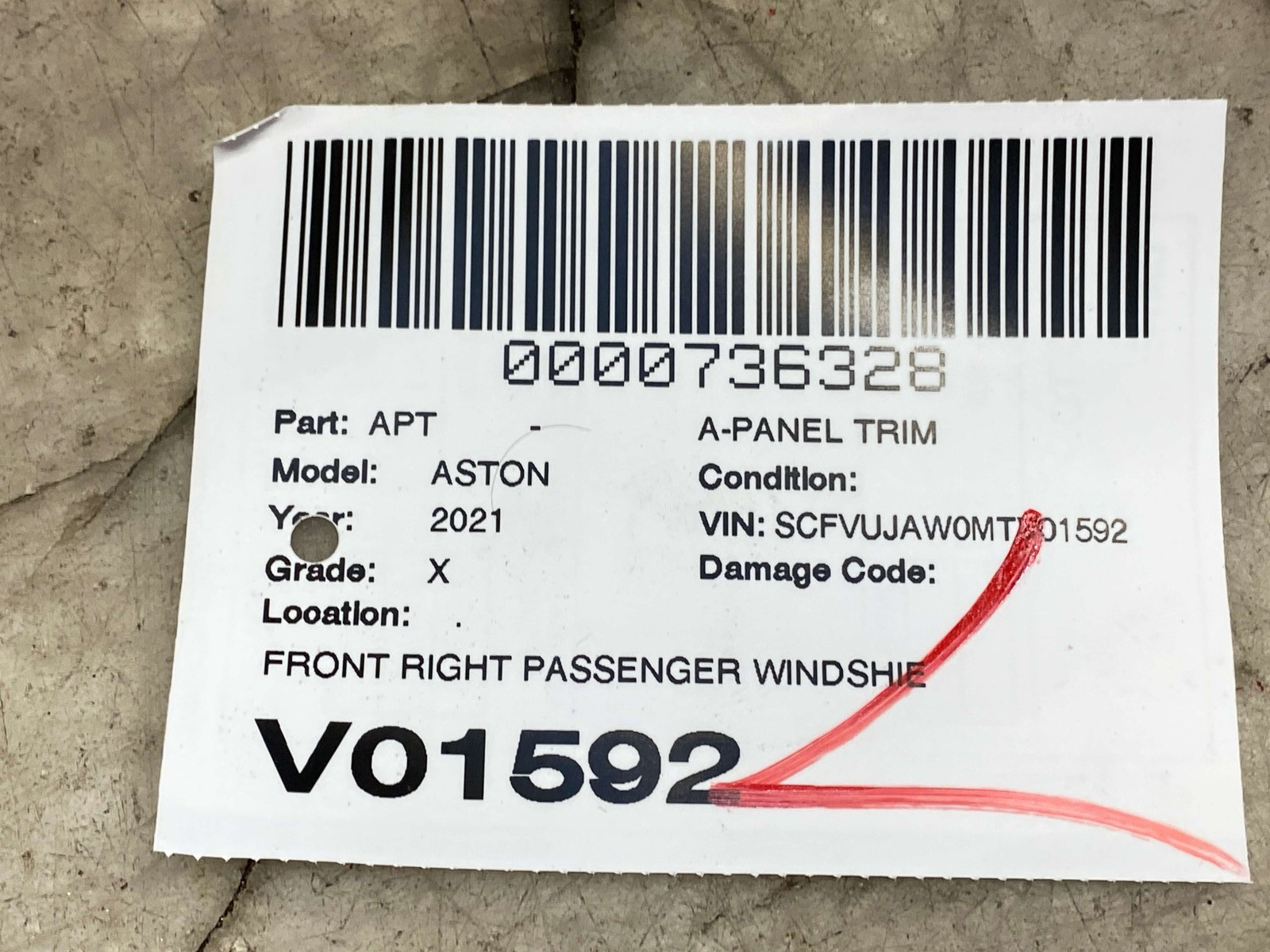 Aston Martin DBX 2020-2025 Front Right Windshield pillar cover P/N MY83C025B38DD
