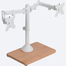 VIVO Dual Monitor Adjustable Mount w/ Wood Base, Fits Computer Screens up to 32"
