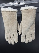 Isotoner M Aris 115 226T1 Tan Suede Leather Sherpa Winter Gloves Vintage Womens