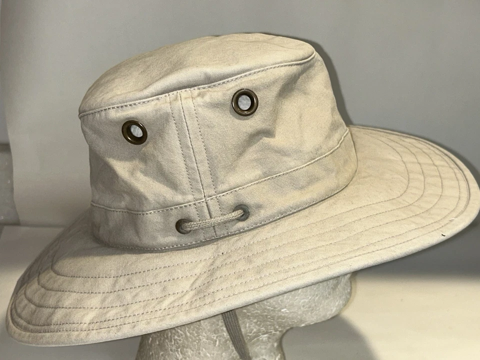 HOMBRE MUJER THE TILLEY SOMBRERO CAQUI CON CORREAS TALLA 7 5/8 CREMA Foto 3 de 4