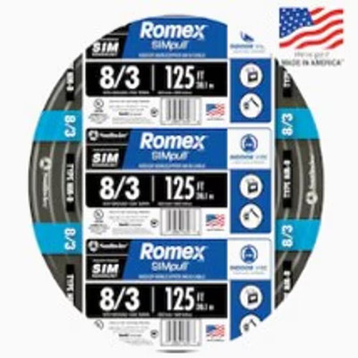 125 Ft. 8/3 Stranded Romex Simpull CU NM-B W/G Wire
