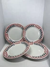 Vintage Coca-Cola Checkered Dinner Plates Set of 4 Red Black Retro Diner 10.5”