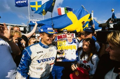Rickard Rydell celebrates his championship success with fans Old Photo