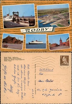 Rødby Rodby Mehrbildkarte mit Ortsansichten u.a. Hafen, Fährschiff, Kirken 1969