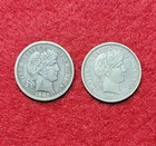 1901 Fine & 1901 O Very Fine Silver Barber 10c Dime Lot of 2