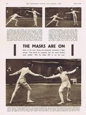FENCING The Movements in Epee Fencing - 2x Vintage Prints 1933