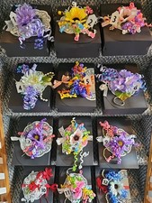 12 BLACK FLOWER FLORAL DECORATED Gift Boxes L...