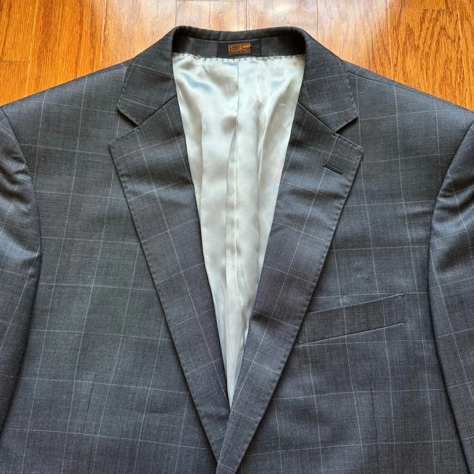 Blazer Steven Land Stanly Para Hombre 44L Gris Carbón Super 150s Lana Traje Chaqueta Foto 3 de 4