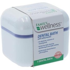 Denture Cup with Strainer Basket Dental Bath Cleaner Storage Case for Dentures