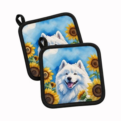 Caroline's Treasures Samoyed in Sunflowers Pair of Pot Holders DAC6153PTHD
