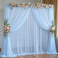 4 PCS 20x10 Ft Baby Blue Sheer Tulle Backdrop Curtains Ceiling Drapes Arch