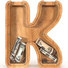 12" Extra Large Wooden Letter Piggy Banks - Piggy Banks for Boys Girls Kids, ...