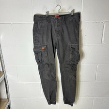 Superdry Hose Herren Large Grau Straight Cargo Military Utility Rookie Edition