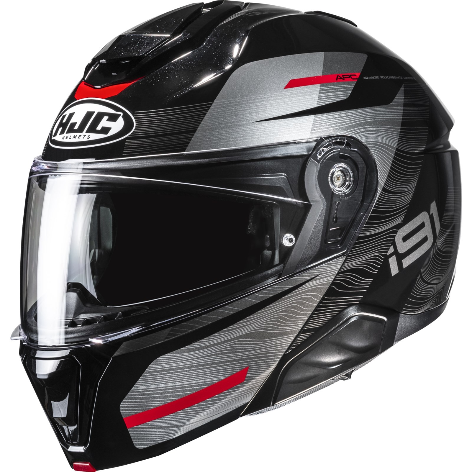 Motorcycle Helmet S - HJC I91 Dusk - Touring Flip-Up Helmet Black-Red