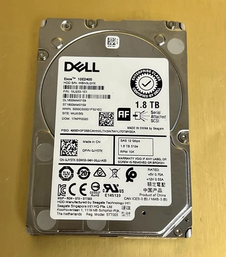 compatible Dell JY57X 1.8TB 10K 2.5'' 12Gbps SAS Hard Drive ST1800MM0159 0JY57X - Picture 1 of 3
