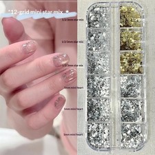 12 Grids Star Glitter Colorful Nail Flake Flash Mini Pentagram Nail Seqiuns