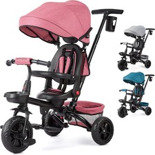 6in1 Kinderdreirad Kinder Lenkstange Fahrrad Baby Kinderwagen 360°Drehbarem Sitz