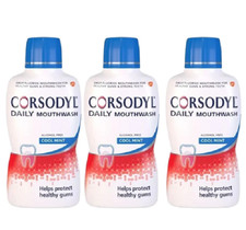 Corsodyl Daily Cool Mint Alcohol Free Mouthwash 500ml (Pack of 3)