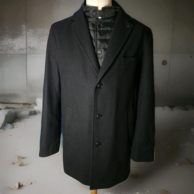   S. Oliver Black Label Mantel Herren Gr. L / 52   Wolle   Schwarz   Top...