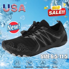 Men's Quick Dry Water Shoes Sports Beach Barefoot Rubber Aqua Sock Slip on Shoes