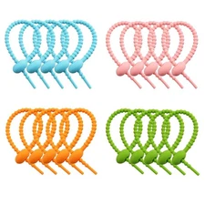 Twist Tie 20 PCS Colorful Reusable Silicone Cable Strap Zip Bag Sealing Clip