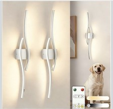 32in LED Battery/Remote Operated Nickel Wall Sconce Light Fixtures Set Of 2