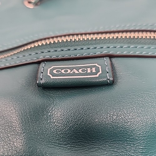 Borsa Coach Hamdbag in pelle di giada verde stile coulisse n. F25661 - Foto 8 di 8