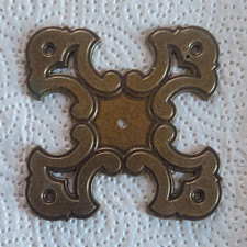 Lot of 6 Brown Metal Corner Brackets 4 in Decorative Hardware Plates