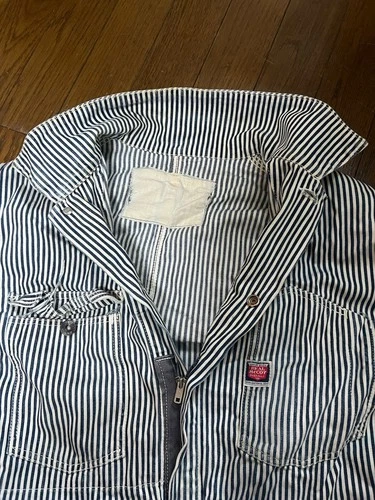 The Real McCoy's Hickory Stripe Jumpsuit Coverall Vintage Mechanic Suit Size L - product listing photo