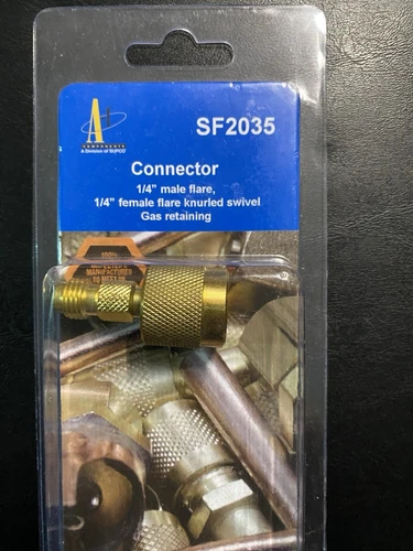 SUPCO SF2035 Connector 1/4" Male Flare 1/4" Female Flare Knurled Swivel