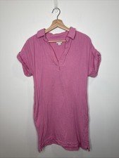 J Crew Shirt Dress XS Gauze Pink Cotton Preppy Soft Girl Beachy Coastal Ballet