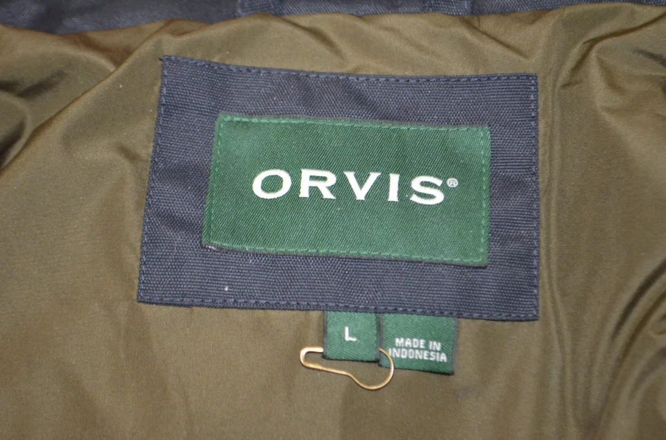 ORVIS WAXED  PUFFER DOWN VEST  NAVY QUILTED  LIST $135   LARGE NEW - Image 3 of 4