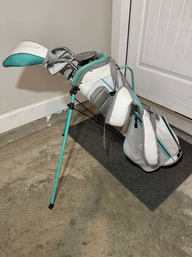 Top Flight Girls Junior 6 Pc Golf Club Set w/ Bag & Head Covers - RH Teal Green - Picture 20 of 22