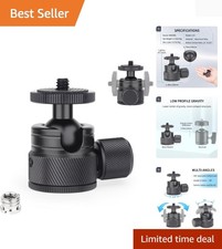 Mini Ball Head- C19 Mount Tripod Head-CNC Metal Low Profile Ballhead 360  Pan...