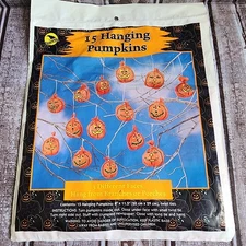 Vintage 90s Sun Hill 15 Hanging Pumpkins Halloween LAWN Decor 1998
