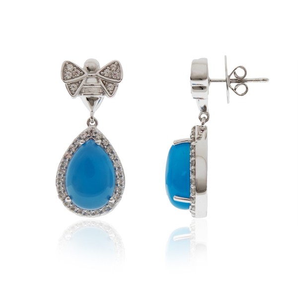Cavill Blaue Chalzedon Ohrringe 925 Silber Tropfen 9,97Ct Zirkonia Damen-image