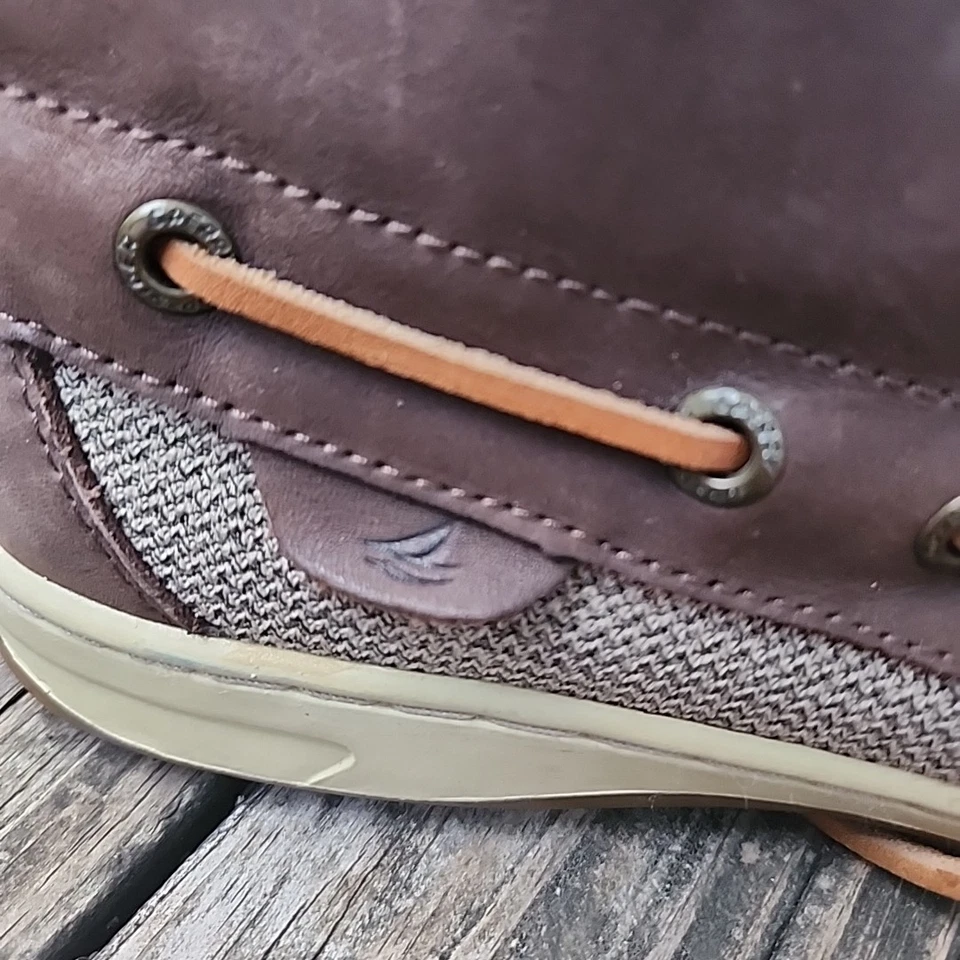 Botas Sperry Top Sider para mujer talla 9M: cuero con cordones forro a cuadros marrón Foto 3 de 4