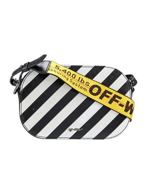 Off-White Kameratasche weiß Saffiano diagonal gestreift authentisch 