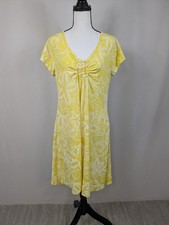 Fresh Produce Shift Dress Yellow Starfish Beach Print Cotton Knit Size XL A044