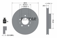 Textar Bremsscheiben Textar Ø 274Mm InnenbelüFtet FüR Mazda 92110400
